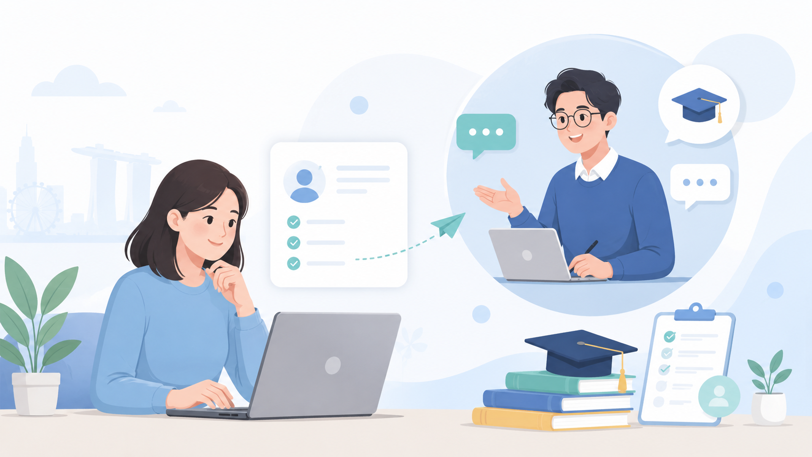 Parent connecting with a tutor through an online education platform